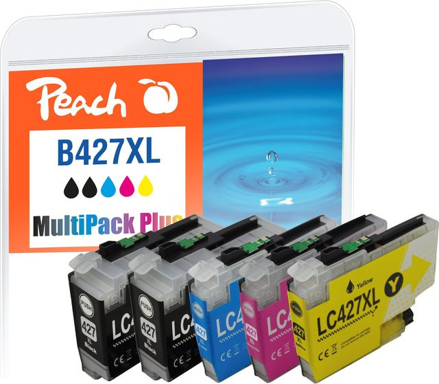 Peach B427 XL Druckerpatronen Set (2x Schwarz, Cyan, Magenta, Gelb) ersetzt Brother LC-427XL für Brother HLJ 6010 DW, Brother MFCJ 5955 DW und Brother MFCJ 6950 (wiederaufbereitet) - Bild 1