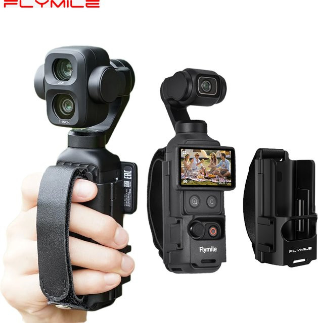 Flymile Handheld-Erweiterungsrahmen für DJI Osmo Pocket 4P, DJI Osmo Pocket 4 und DJI Osmo Pocket 3 mit verstellbarer Handschlaufen-Kaltplatte in Schwarz - Bild 1