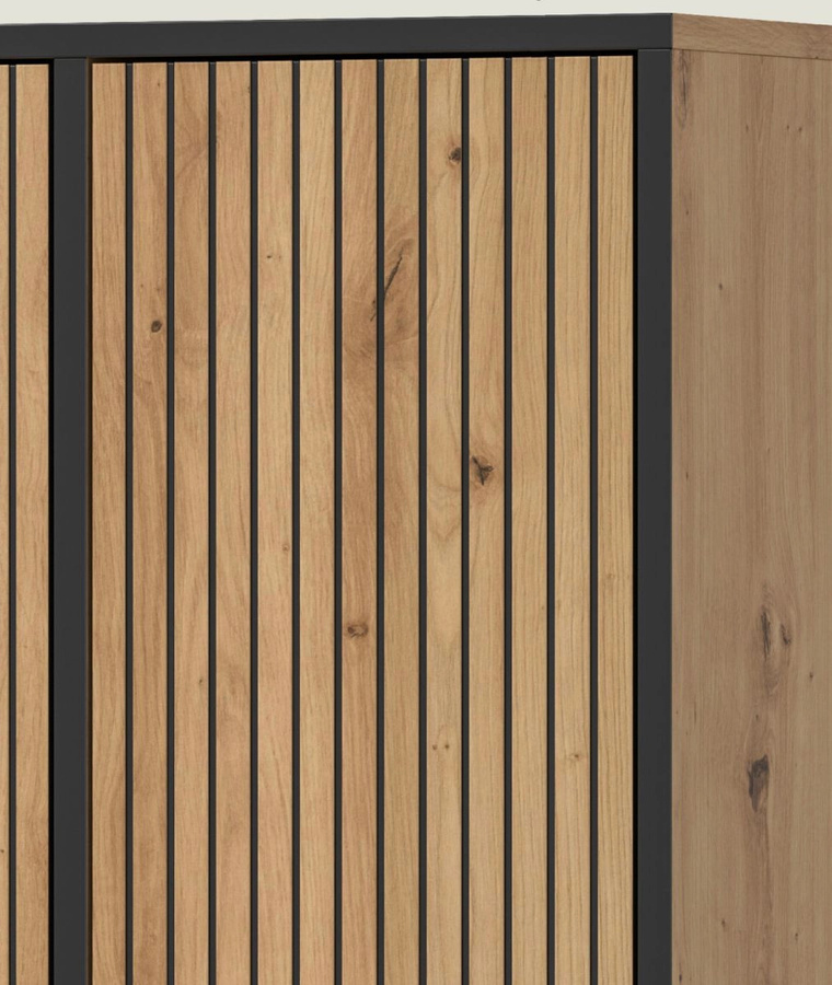3-teiliges Badmöbel Set Scana von Inn.Furn in Eiche matt mit Waschtischunterschrank, Spiegelschrank und Hochschrank, B/H: 192 x 154 x 36 cm - Bild 3