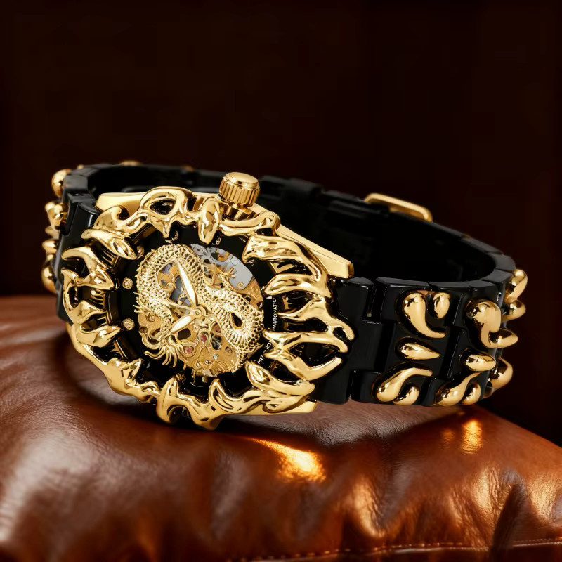 MEIRUIQI Armbanduhr Automatik, Edelstahl, Bicolor, Schwarz, Herren - Bild 3