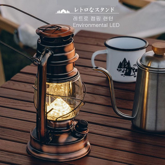 SKYSHADOW Vintage Camping Laterne aus Metall in Bronze mit dimmbarer LED und USB-Wiederaufladung - Bild 1