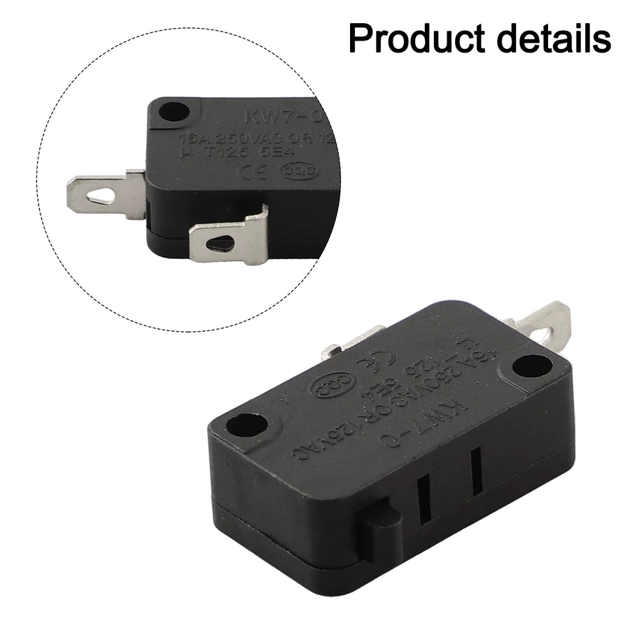 VIBRATITE Mikro-Endschalter KW7-0 16A in Schwarz als Ersatzschalter für Heißluftfritteusen, Mikrowellenherde und Waschmaschinen - Bild 2