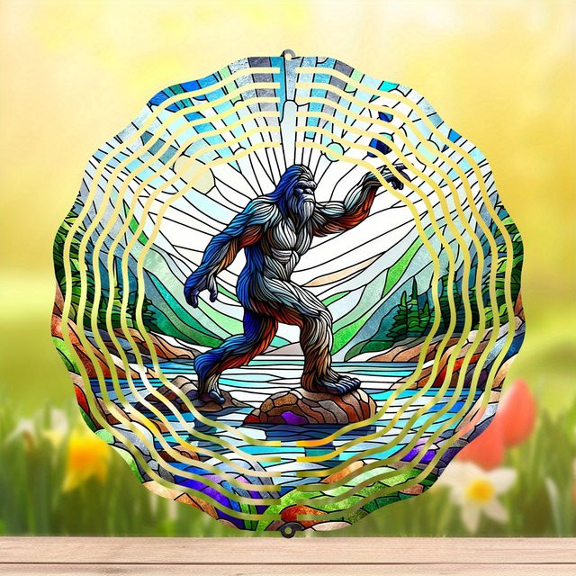 CIFBUY Mysteriöse Kreatur Windspinner aus Edelstahl als 3D Kinetische Skulptur für den Garten, Durchmesser: 25,4 cm, Farben: Silber, Weiß, Multicolour - Bild 1