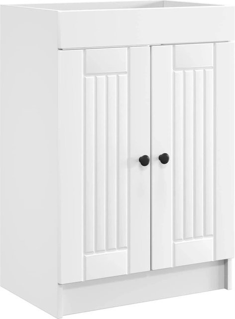 vidaXL Badschrank unter dem Waschbecken in Weiß mit Scharniertüren und Regalfächern, B/T/H: 78,5 x 37,5 x 81 cm - Bild 1