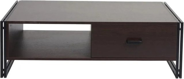 Couchtisch MCW A27 in Dunkelbraun mit 3D-Struktur und Industrie-Design aus Metall und MDF, B/T/H: 120 x 41 x 60 cm - Bild 2