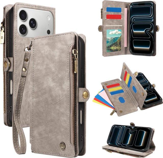 Xiaomi Handyhülle aus PU-Leder für Redmi 9C 10 10C 12C 13C 14C Note 10 Note 11 mit Kartenfächern und RFID-Blockierung in Grau - Bild 1