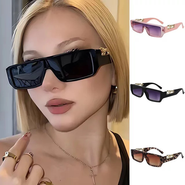 Sonnenbrille Rechteck, Kunststoff, Vollrand, Leopard, Unisex - Bild 1