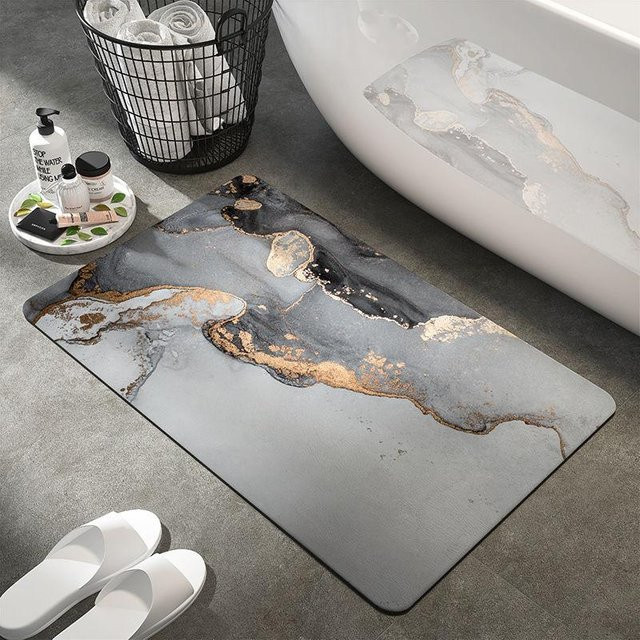 Rutschfeste Badezimmer Matte aus Diatomeenschlamm im nordischen Stil, schnelltrocknend und saugfähig, B/B: 40 x 60 cm - Bild 1