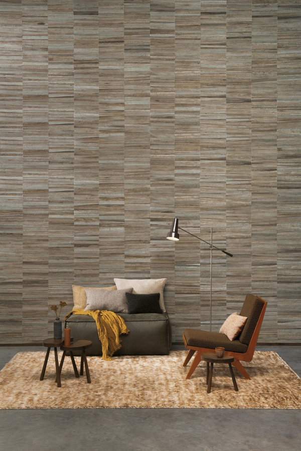 Omexco Naturtapete Naturally Beautiful AT21 in Grau und Türkis als Vlies-Tapete mit abstraktem Design - Bild 1
