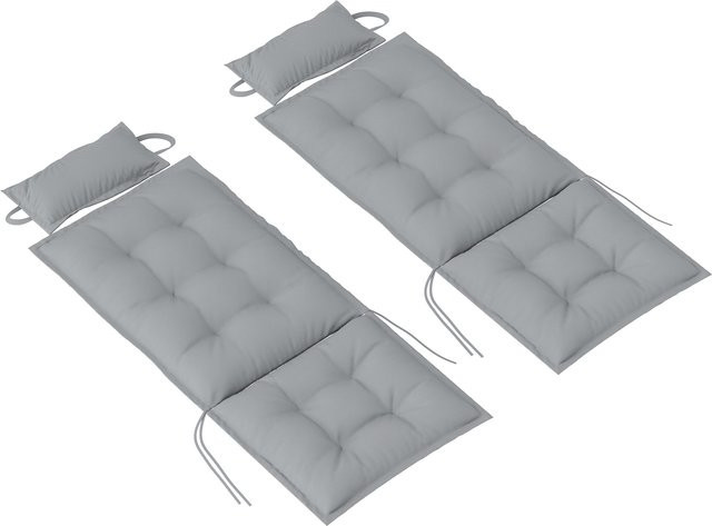 2er Set Outsunny Liegenauflagen aus Polyester, wasserabweisend und UV-beständig, Hellgrau, B/H/L: 50 x 5 x 116 cm - Bild 1