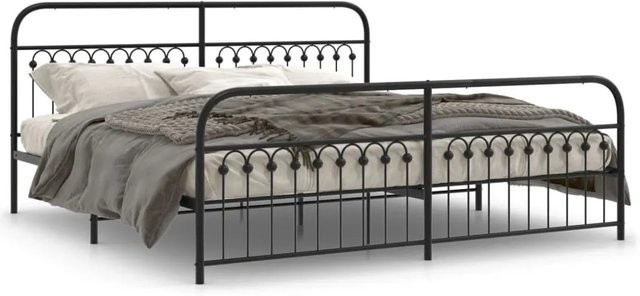 vidaXL Bettgestell aus Metall mit Kopf- und Fußteil in Schwarz, B/T: 198 x 207 cm - Bild 1
