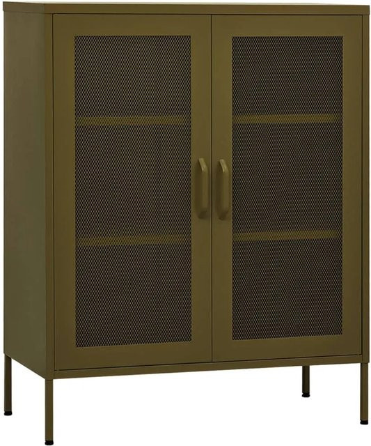 vidaXL Lagerschrank aus Stahl in Olivgrün mit Regalböden, B/T/H: 80 x 35 x 101,5 cm - Bild 1