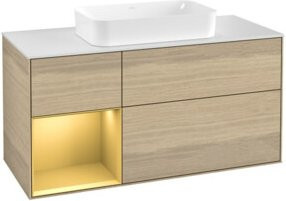 V&B Waschtischunterschrank Finion mit Wandbeleuchtung, Farbe Weiß/Gold, Breite: 120 cm, Höhe: 50,1 cm, Tiefe: 50,1 cm - Bild 1
