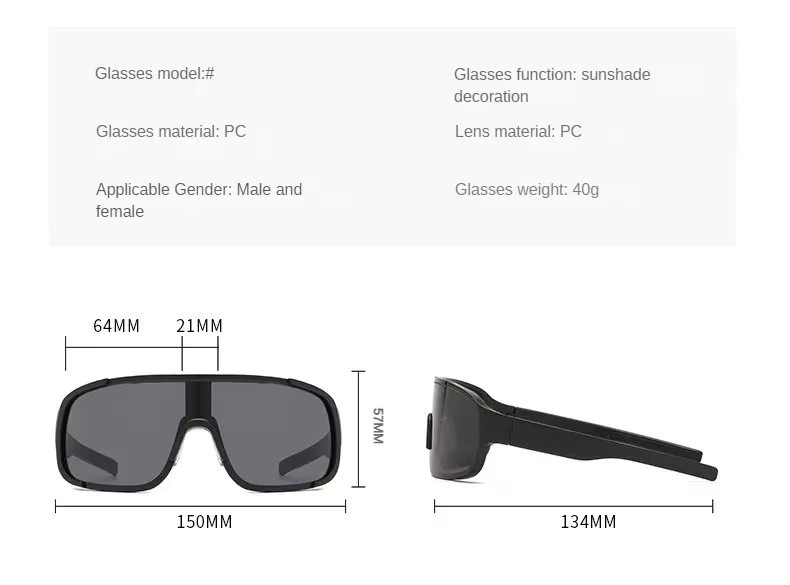 MOYOKA Sportsonnenbrille Damen, Vollrand, Kunststoff, schwarz - Bild 3