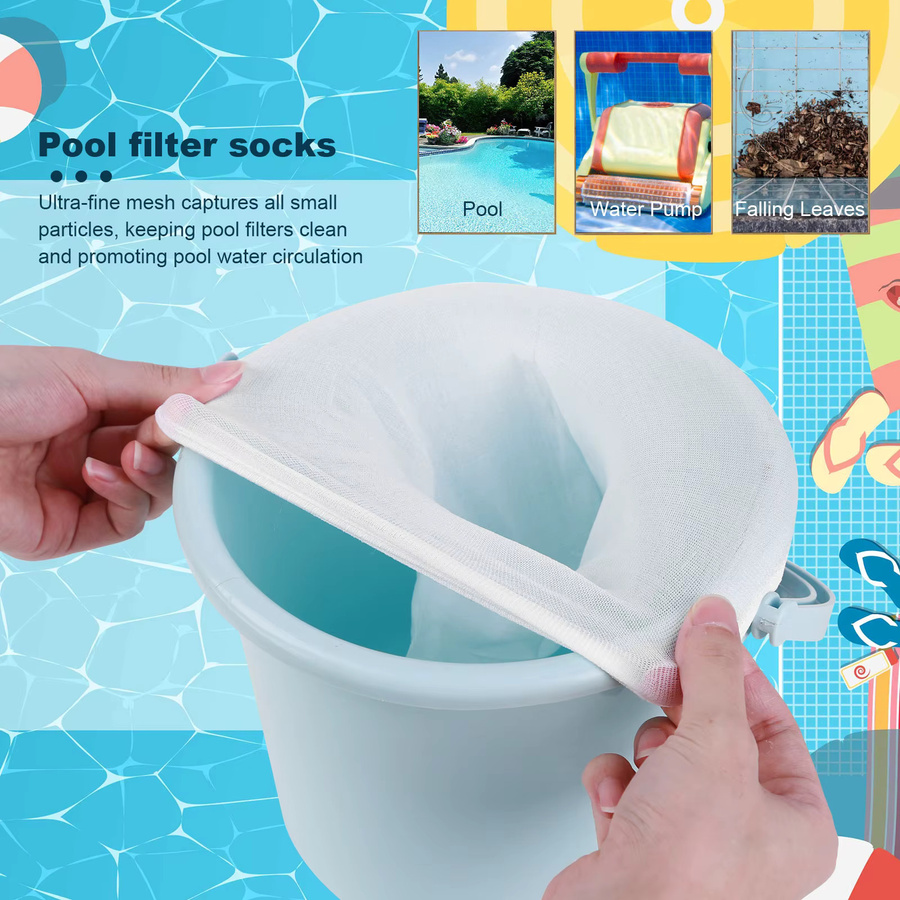 APWIKOGER Pool Skimmer Socken aus elastischem Nylon Mesh in Weiß für Schwimmbad Filterkörbe zur Ablagerung von Blättern und Trümmern - Bild 3