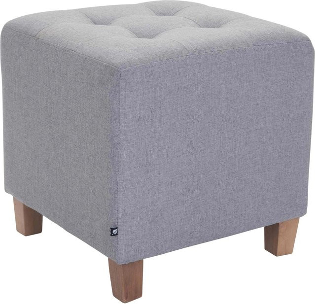 DELUKE Sitzhocker CELIS Polsterhocker aus Stoff in Hellgrau, B/T/H: 45 x 45 x 46 cm - Bild 1