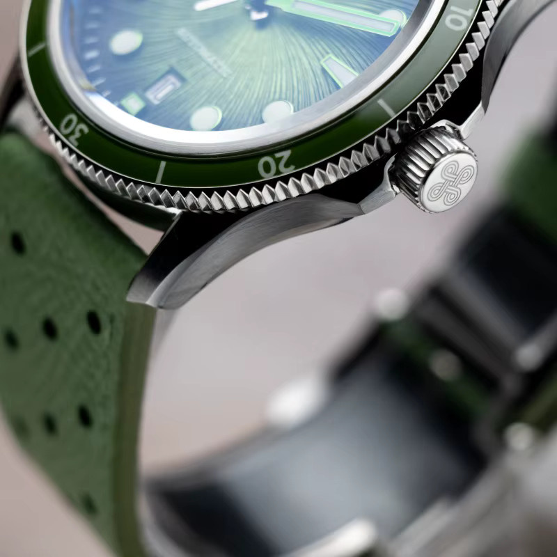 Proxima Armbanduhr Automatik, Leder, 39 mm, Herren, Grün, Silber - Bild 4