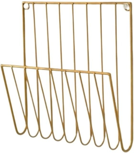 Wandmappenhalter aus Metall als Magazinhalter und Bücherregal in Gold, B/H/T: 26,0 x 25,0 x 7,0 cm - Bild 1