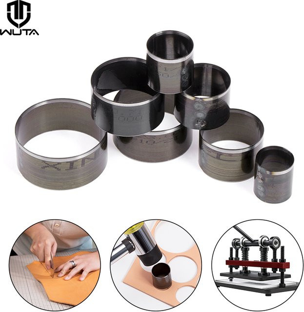 WUTA 7-teiliges Leder-Stanzform-Set aus Metall, runde Schablonenschneider und Locher in Silber für Bastelarbeiten mit Leder und Papier - Bild 1