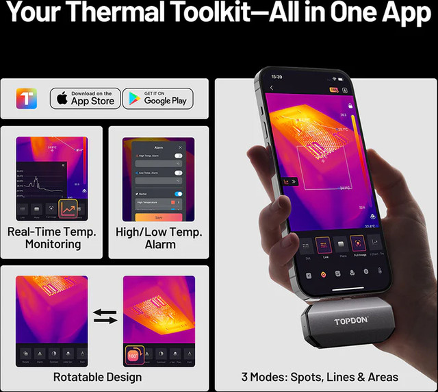 TOPDON TC002C DUO Infrarot-Wärmebildkamera für iOS, Android und Windows zur Thermografie-Messung - Bild 1