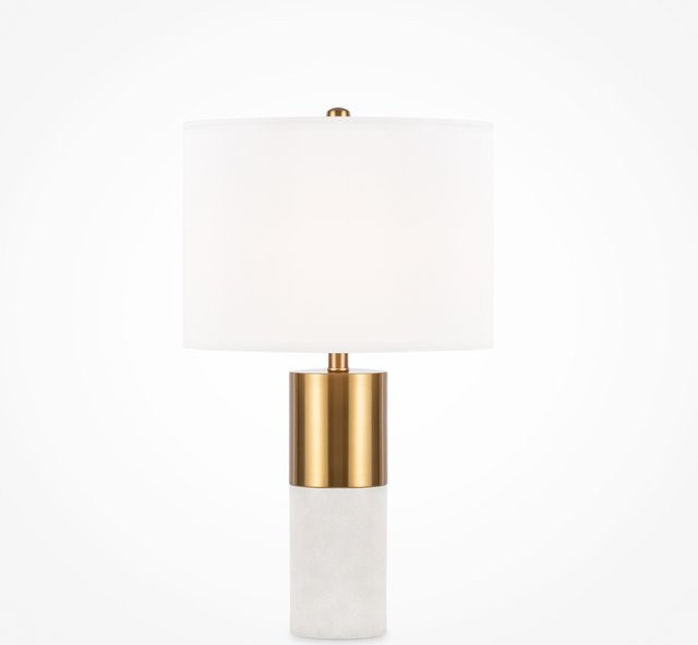 Maytoni Tischleuchte Bianco aus Messing und Alabaster in Gold und Weiß, H: 65 cm, B: 39 cm, T: 39 cm - Bild 1