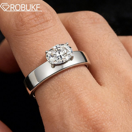 ROBUKF Verlobungsring, 925 Silber, Moissanite, Unisex