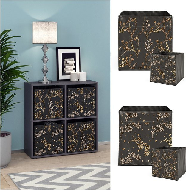 Vicco Tetra Würfelregal Raumteiler Standregal in Schwarz mit 4 Fächern, B/H: 73 x 72 cm - Bild 1
