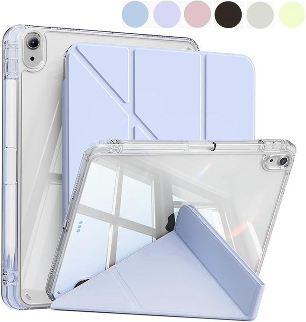 Rui Di Schutzhülle für iPad mit Stifthalter und faltbarem Y-förmigem Ständer, transparent - Bild 1