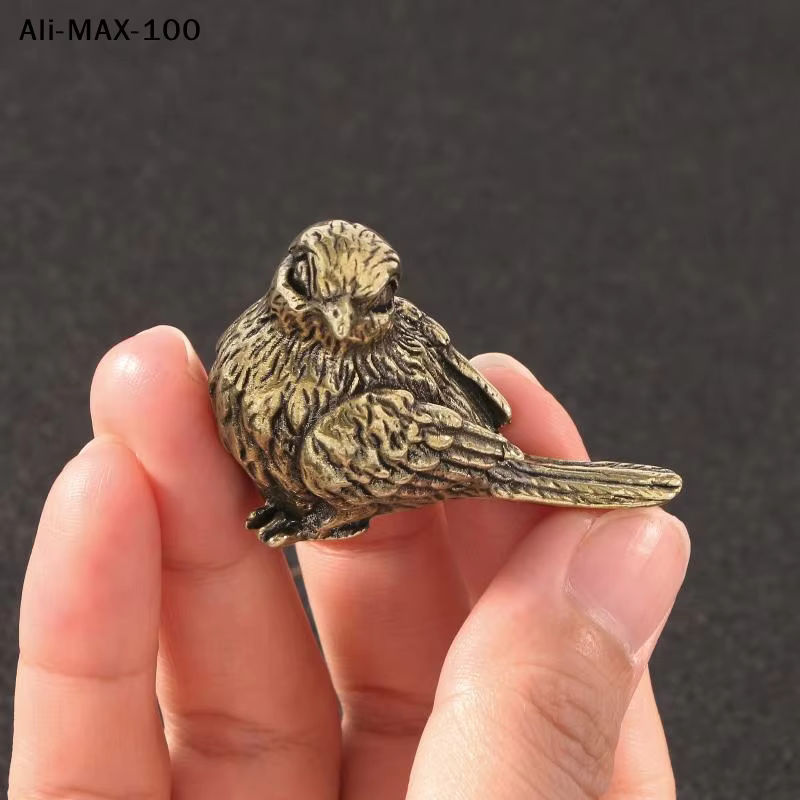 AyS Retro Vogel-Tierfigur aus Messing in Gold für deine Heimdekoration und als Miniatur-Kunsthandwerk - Bild 2
