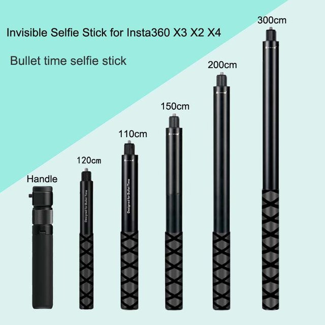 Insta360 Unsichtbarer Extended Edition Selfie Stick und Skalierbares Einbeinstativ in Schwarz für Insta360 X2 X3 X4 und GoPro 12 11 10 9 8 - Bild 1