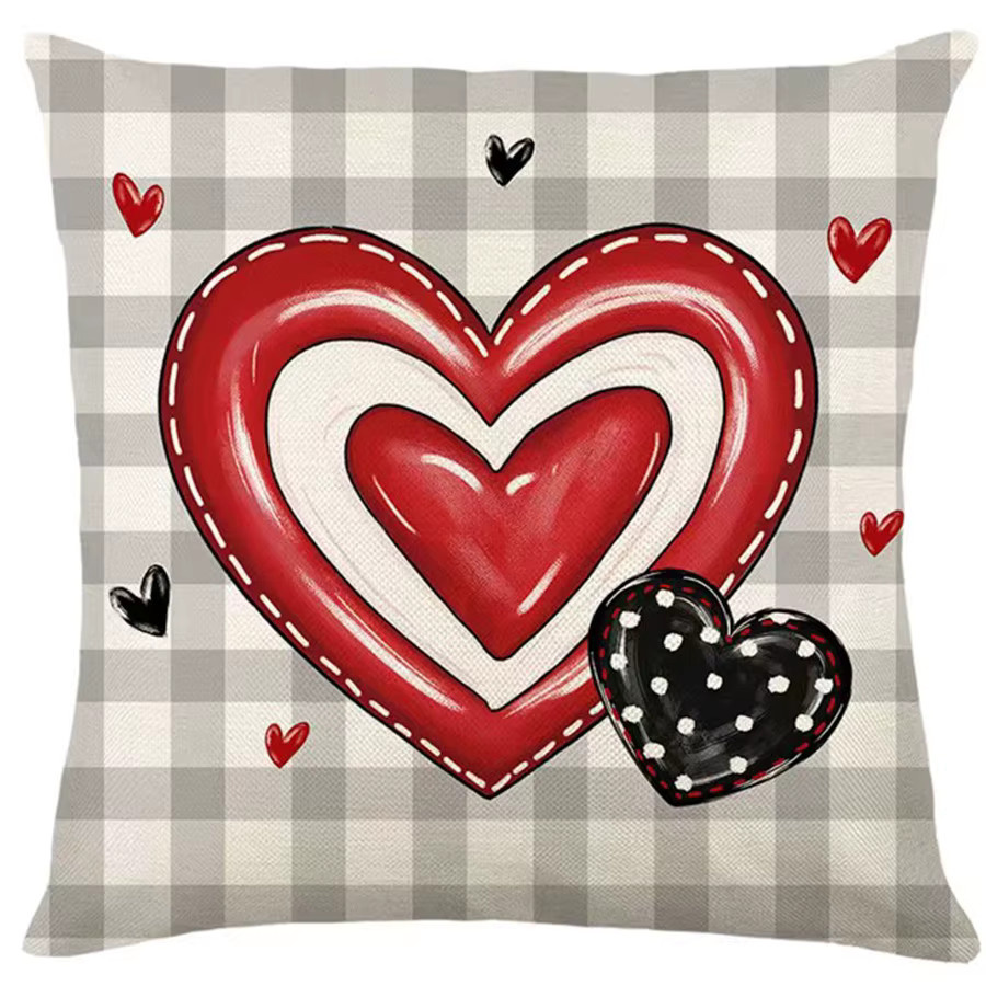 VIKAMA Valentinstag Kissenbezug in Rot, quadratisches Sofa-Dekokissen mit Grafikdruck, Breite: 30 cm, Höhe: 30 cm - Bild 3