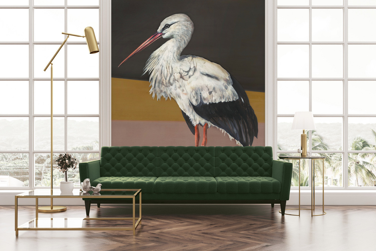 Coordonné Wandtattoo Stork Mother in Schwarz und Grau - Bild 1