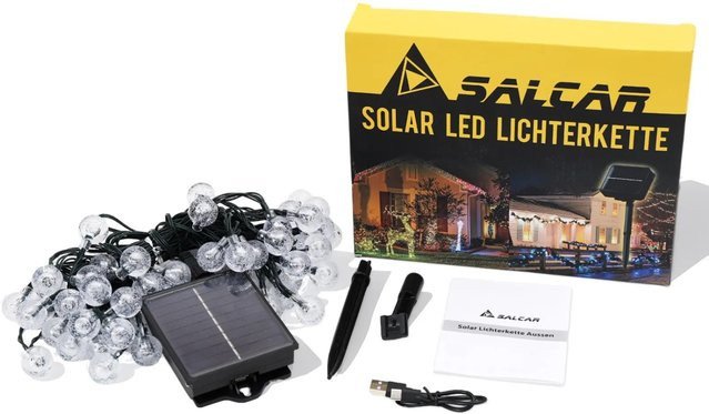 Salcar Solar LED Lichterkette für Außen mit 40 LEDs in Kaltweiß, 10m Länge - Bild 1