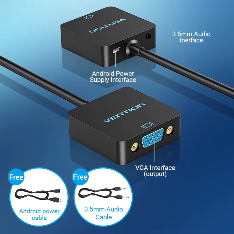 Vention HDMI zu VGA Adapter Konverter mit 3,5 mm Audio Jack in Schwarz für Laptop und TV Box, 1080P Auflösung - Bild 5