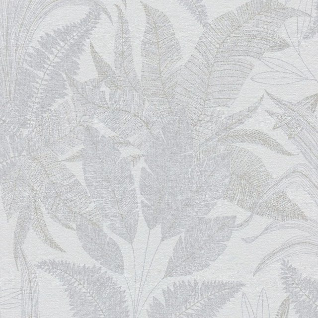 PROFHOME Landhaus Tapete Floral Matt in Grau, Creme-Weiß und Gold, Vlies-Tapete, Breite: 0,53 m, Länge: 10,05 m - Bild 1