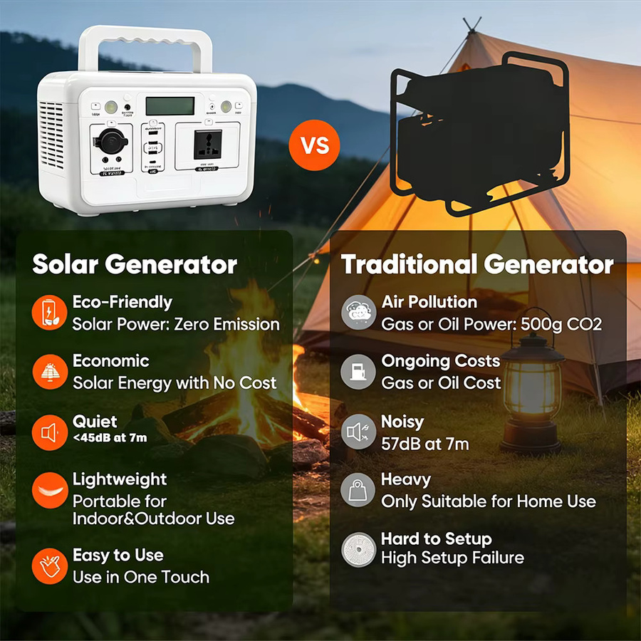 Gaiaray Tragbare Powerstation 500W Solargenerator mit 460,8Wh LiFePO4-Batterie, 220V Reine Sinuswelle, Farbe: Weiß - Bild 2