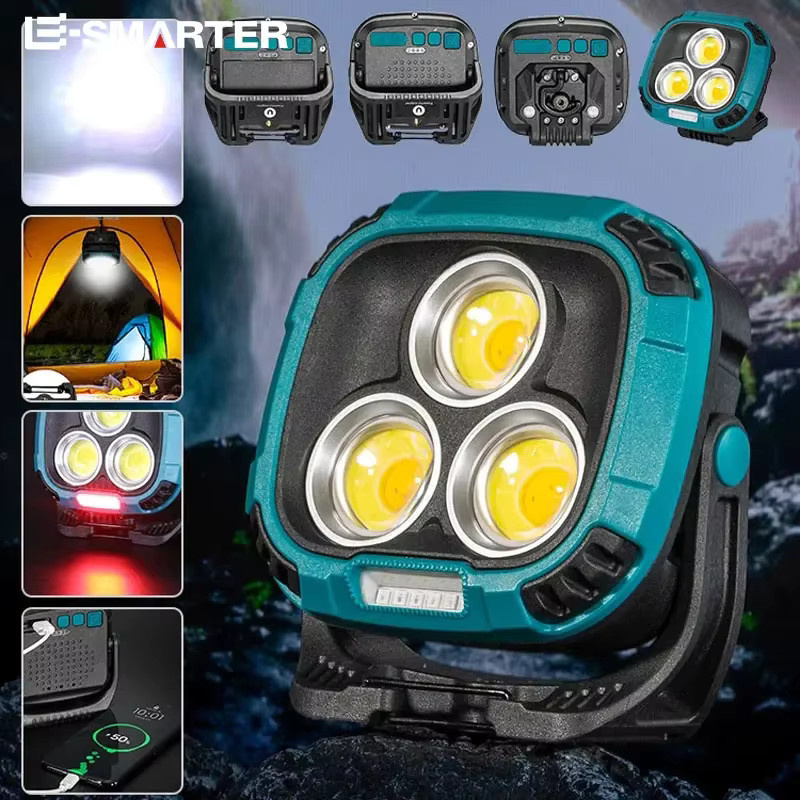 ESMARTER COB Multifunktions-Scheinwerfer, wiederaufladbare LED-Arbeitslampe in Schwarz für Notfall und Arbeit - Bild 3