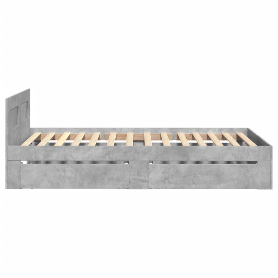 vidaXL Bettgestell mit Kopfteil aus Holzwerkstoff in Betongrau, B/T/H: 90 x 200 x 103 cm - Bild 2