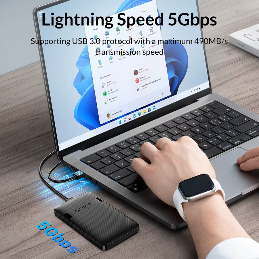 ORICO Externes 2,5 Zoll Festplattengehäuse USB zu SATA 5Gbps für SSD und HDD bis 6TB, Schwarz - Bild 2