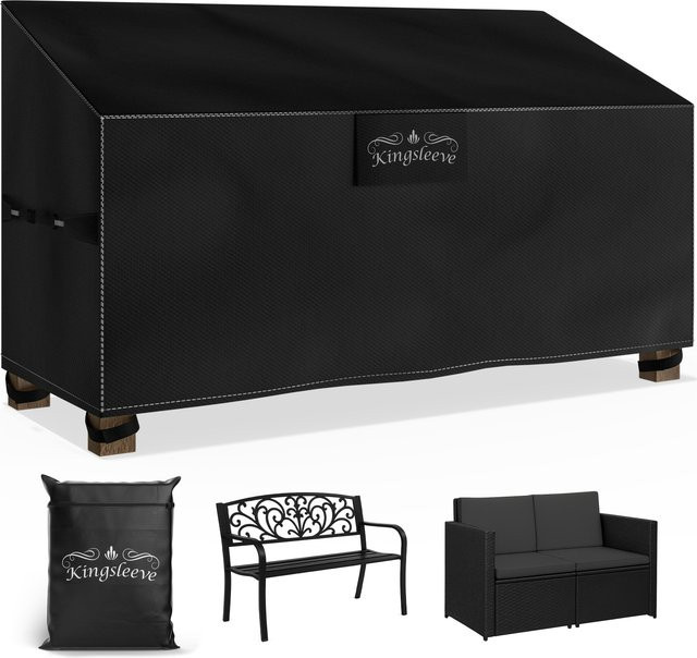 KINGSLEEVE Abdeckplane für Gartenbank in Anthrazit mit 9100mm Wassersäule, B/T/H: 134 x 66 x 63/89 cm - Bild 1