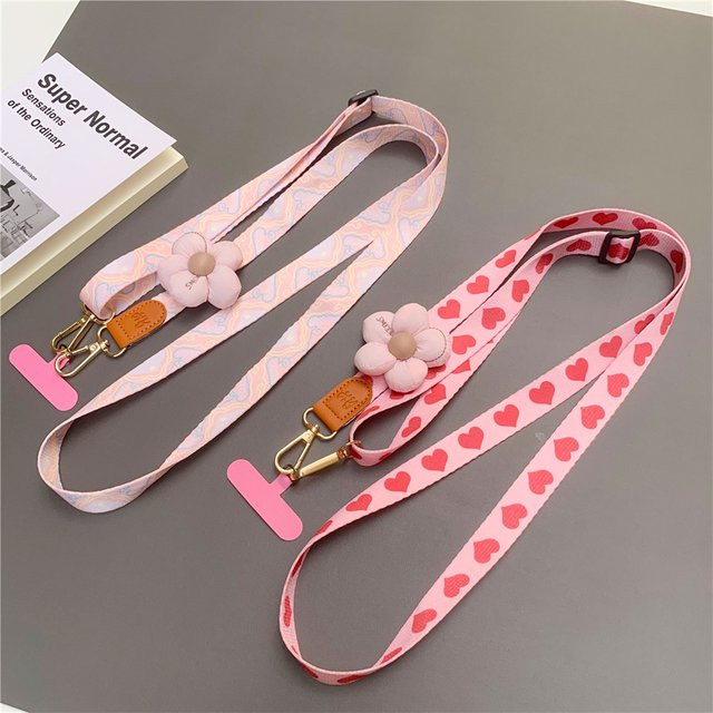 DOLANBIA Koreanisches Blumen-Crossbody-Handyband aus buntem Stoff für Damen, verstellbares Halsband für Handyhüllen, Multicolour - Bild 1