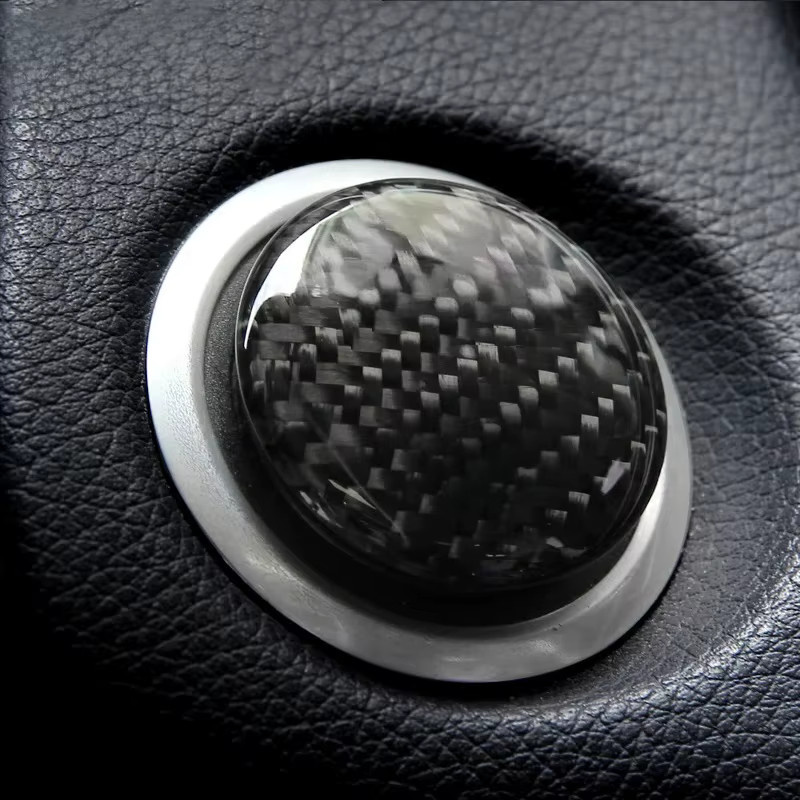 AIRSPEED Carbon Fiber Start-Knopf Abdeckung für Mercedes Benz C-Klasse W205 W176 W246 C117 GLC X253 AMG ML GLE in Schwarz - Bild 3