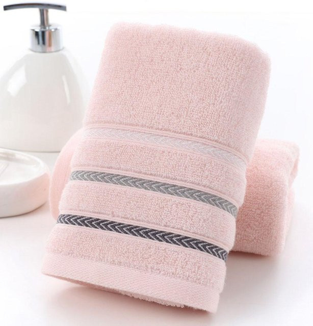 SEEQS Gesichtshandtuch aus Baumwolle und Mikrofaser, gestreift, Pink, B: 35 cm, L: 75 cm - Bild 1