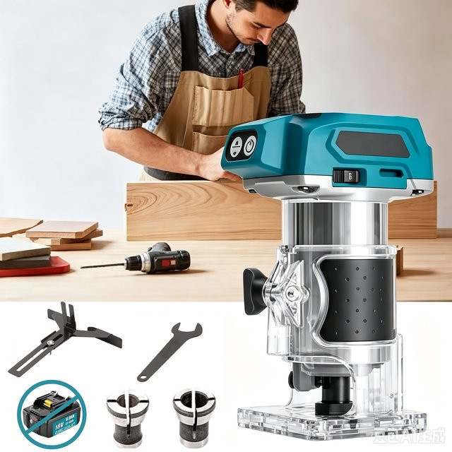 DWiusty Bürstenloser Elektrotrimmer mit 30000 RPM und 5 Gängen, kabelloser Gravur-, Schlitz- und Fräsrouter für Makita-Akku, 6mm - Bild 1