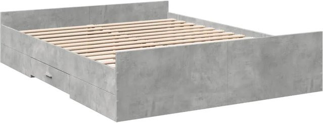 vidaXL Bettgestell mit Schubladen in Betongrau aus Holzwerkstoff, B/T/H: 150 x 200 cm - Bild 1
