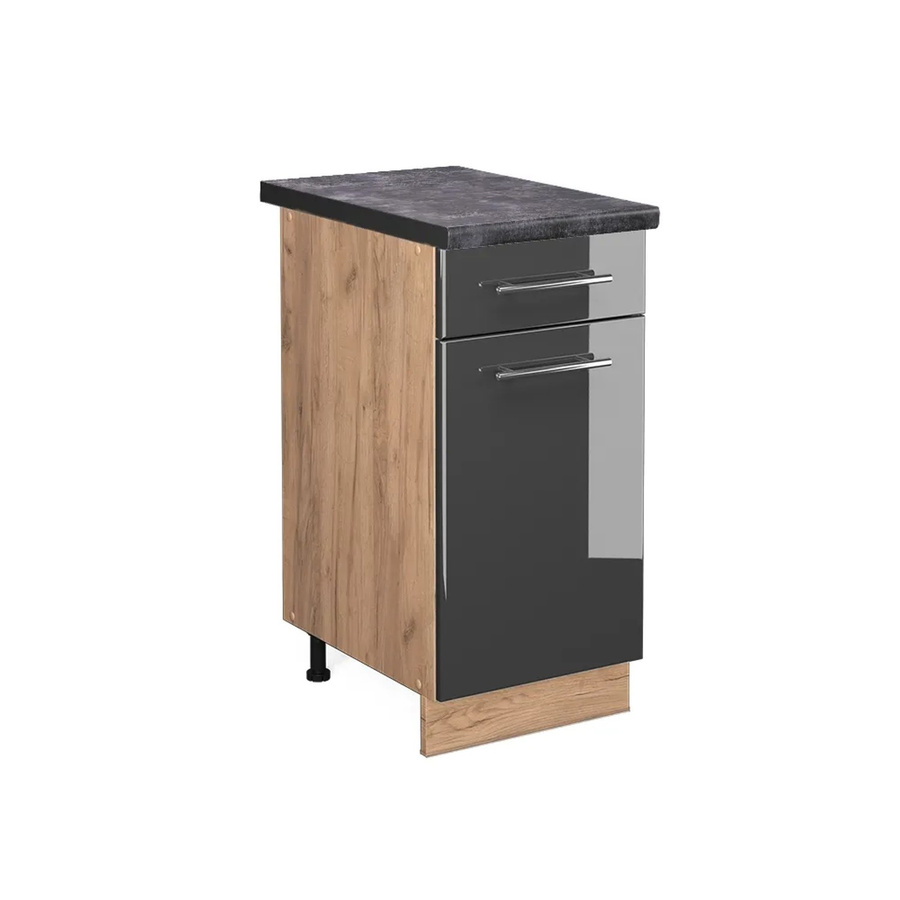 Vicco Küchenunterschrank Fame-Line in Anthrazit Hochglanz und Goldkraft Eiche, B/T/H: 40 x 60 x 82 cm - Bild 2
