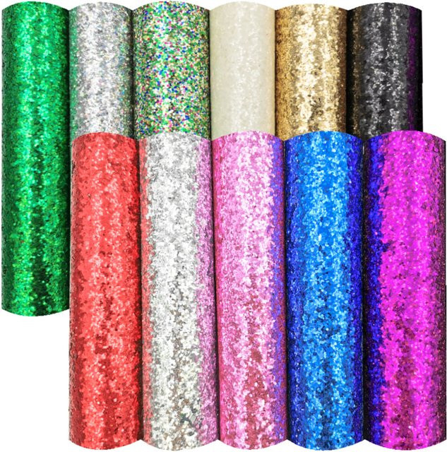 Findohope Glitzer Stoffrolle Regenbogen Schillerndes Vinyl Kunstleder für DIY Handwerk und Ohrringe, Multicolour und Purple - Bild 1