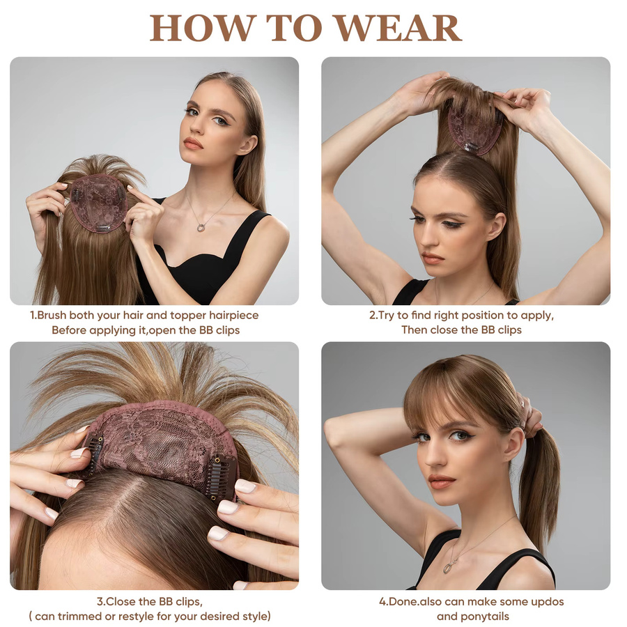 SARLA Haar Toupet Synthetik, Clip-in Pony Verlängerung, Damen - Bild 6