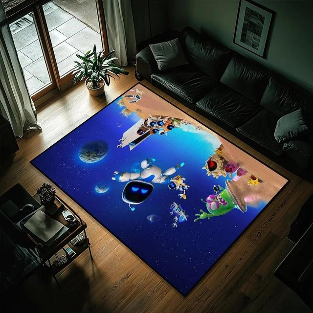 Karpetti Teppich mit AstroS Bot Cartoon Motiv in Blau, rutschfest und waschbar, B/L: 120 x 160 cm - Bild 1