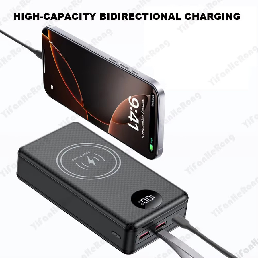 YiFanHeRong DIY Power Bank Gehäuse für 12x 18650 Batterien mit Dual USB Typ-C, 22,5 W Schnellladung und 15 W kabellosem Laden, Schwarz - Bild 3